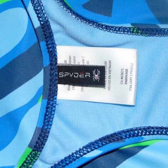 Spyder Blue Green Swirl Swimsuit Leotard XL - Picture 5 of 8